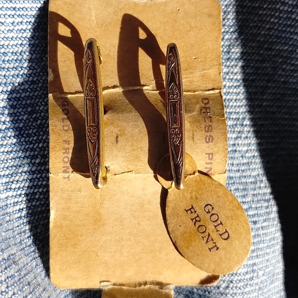 Fancy Antique Dress Pins with Gold Front